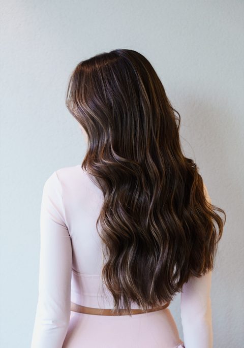 Glossy brunette waves hair result